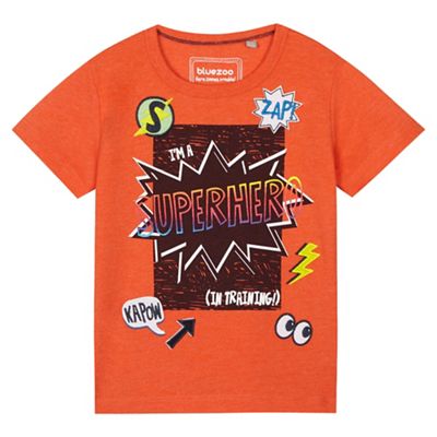 bluezoo Boys' orange 'Superhero' slogan t-shirt